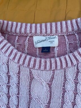 Xhilaration Pink Cable-Knit Crewneck Sweater